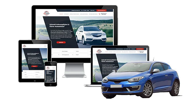 Ankaufseite mobil – Autoankauf Sulzbach/Saar mit rotem PKW